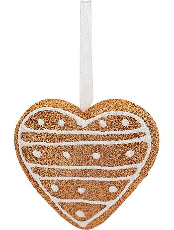 Sujet cœur cookie paillettes polystyrène h9 cm marron