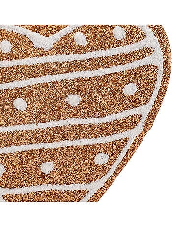 Sujet cœur cookie paillettes polystyrène h9 cm marron