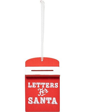 Sujet de noël boîte aux lettre en bois 9cm rouge