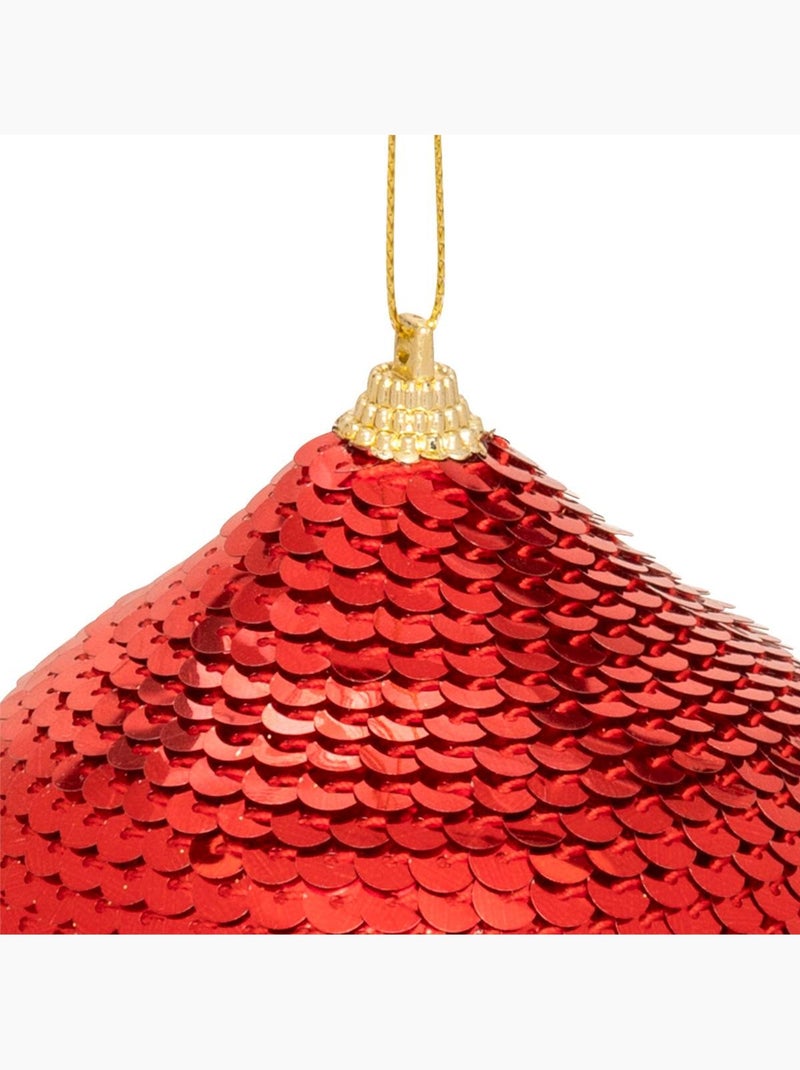 Sujet forme oignon sequins d.8 cm Rouge - Kiabi