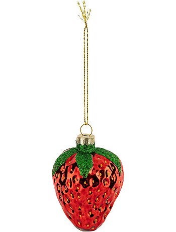 Sujet fraise verre h8 cm rouge
