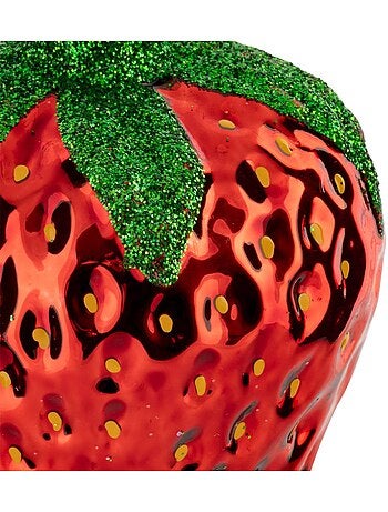 Sujet fraise verre h8 cm rouge
