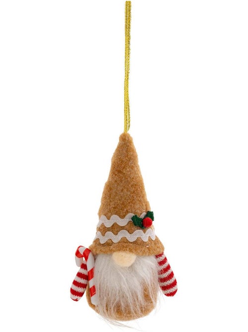 Sujet gnome pain d'épice textile h14 cm - Kiabi