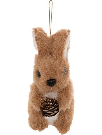 Sujet lapin imitation fourrure pomme de pain polystyrène h12 cm