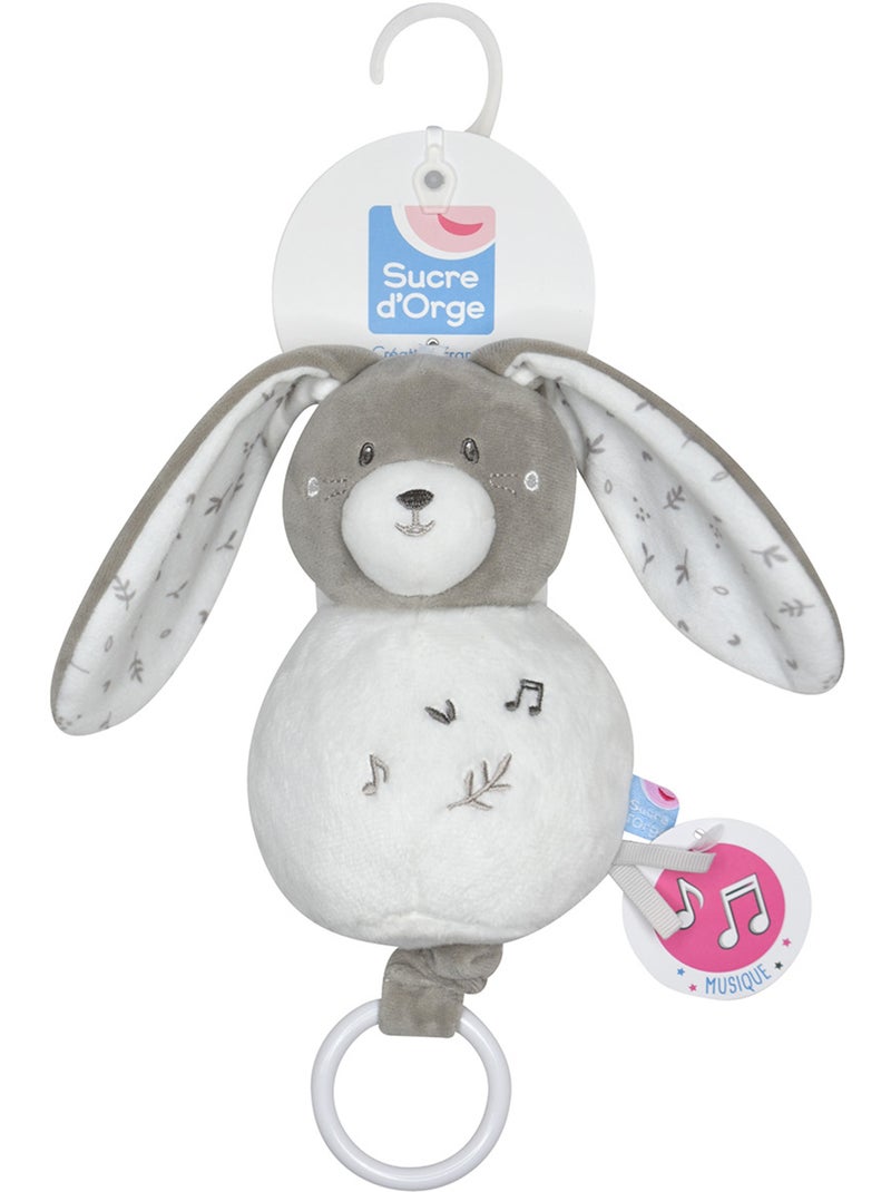 SUJET MUSICAL LAPIN ROBB VELOURS DOUX Gris - Kiabi
