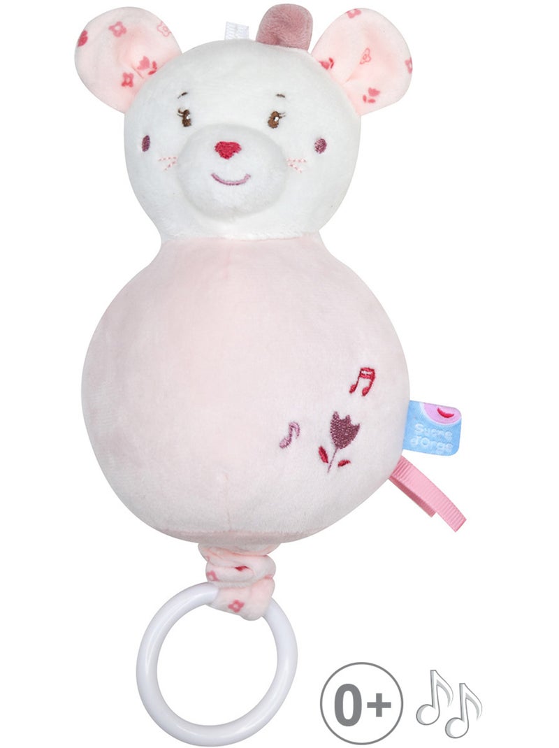 SUJET MUSICAL SOURIS RENETTE VELOURS DOUX Rose - Kiabi