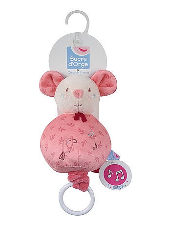 SUJET MUSICAL SOURIS VELOURS DOUX