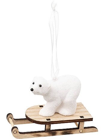 Sujet ours polaire luge 10 cm polystyrène