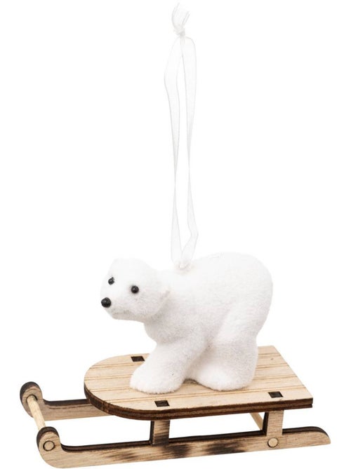 Sujet ours polaire luge 10 cm polystyrène - Kiabi