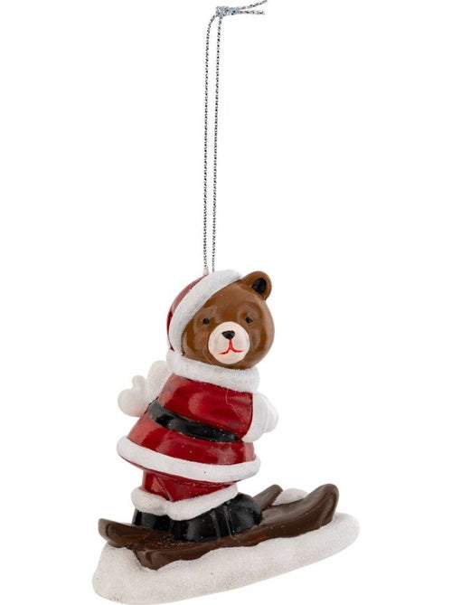Sujet ourson à ski h9 cm rouge - Kiabi