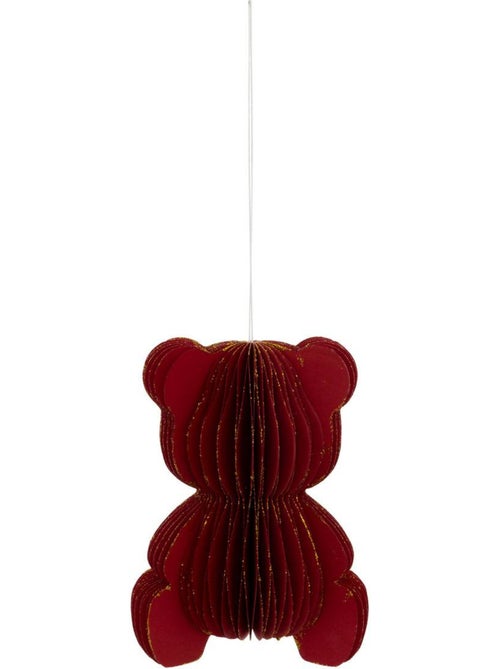 Sujet ourson papier h12 cm rouge - Kiabi
