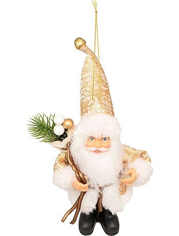 Sujet père noël cadeau h13 cm doré