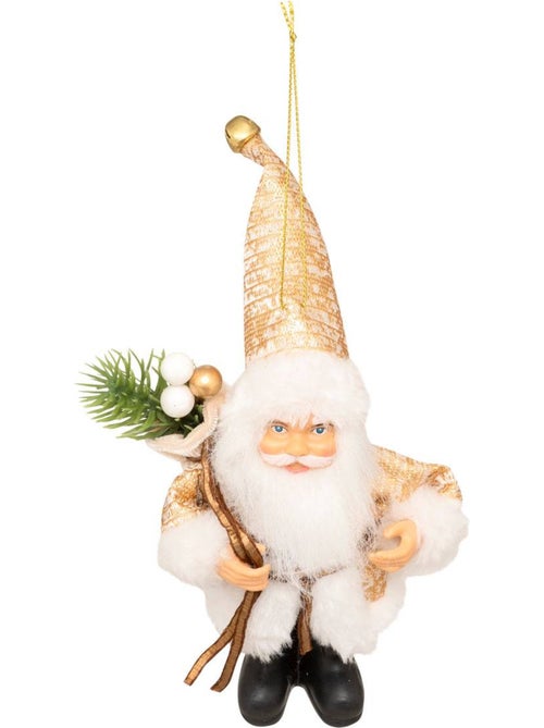 Sujet père noël cadeau h13 cm doré - Kiabi