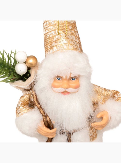 Sujet père noël cadeau h13 cm doré - Kiabi