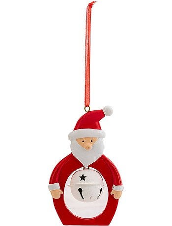 Sujet père noël grelots résine h10 cm rouge et blanc