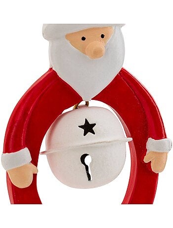 Sujet père noël grelots résine h10 cm rouge et blanc