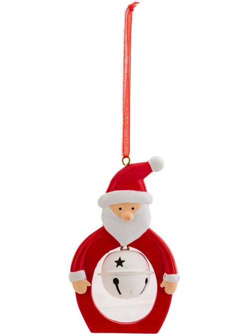 Sujet père noël grelots résine h10 cm rouge et blanc - Kiabi