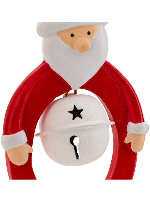 Sujet père noël grelots résine h10 cm rouge et blanc - Kiabi