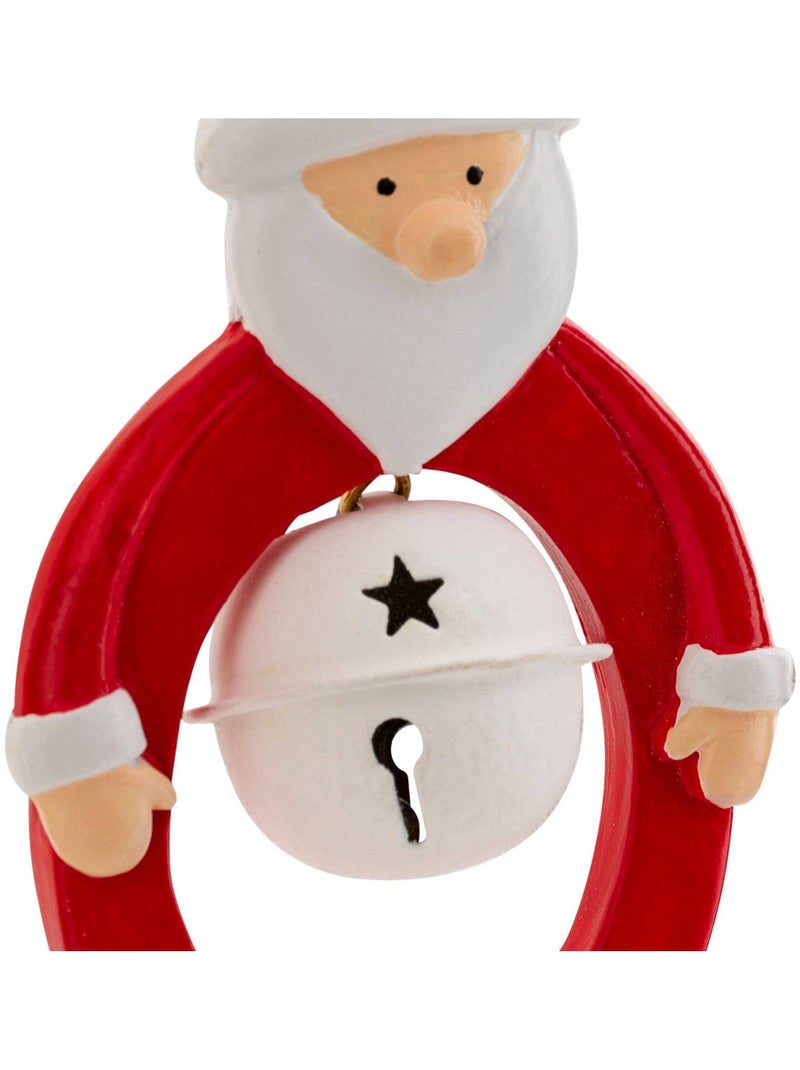 Sujet père noël grelots résine h10 cm rouge et blanc Blanc - Kiabi