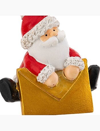 Sujet père noël lettre dorée h6 cm rouge