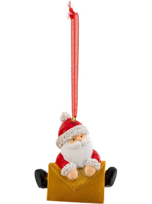 Sujet père noël lettre dorée h6 cm rouge - Kiabi