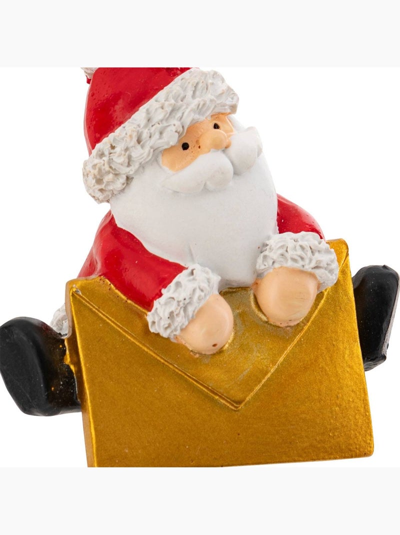 Sujet père noël lettre dorée h6 cm rouge Multicolore - Kiabi