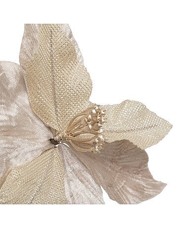 Sujet poinsettia bout pailleté 23 cm