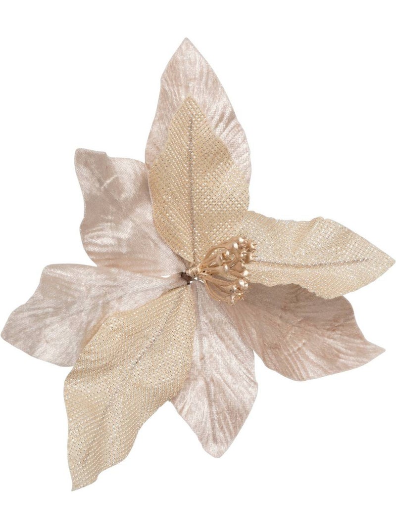 Sujet poinsettia bout pailleté 23 cm Champagne - Kiabi
