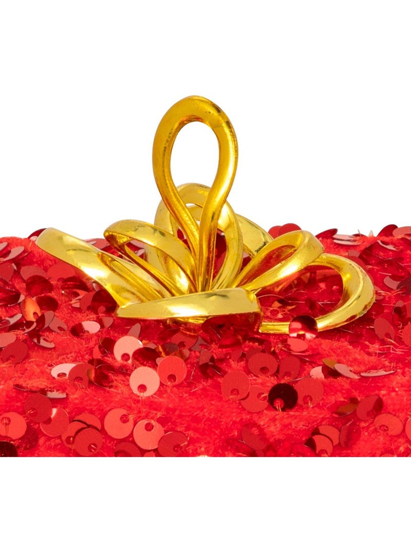 Sujet polystyrène cadeau sequins h12 cm rouge Rouge - Kiabi