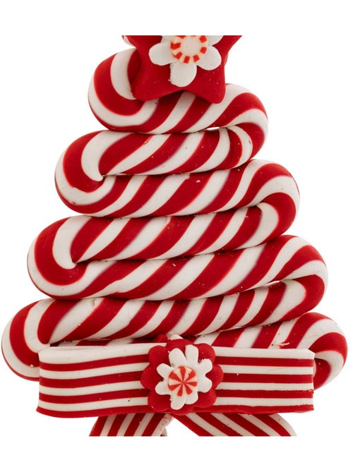 Sujet sapin bonbon résine h13 cm rouge et blanc - Kiabi