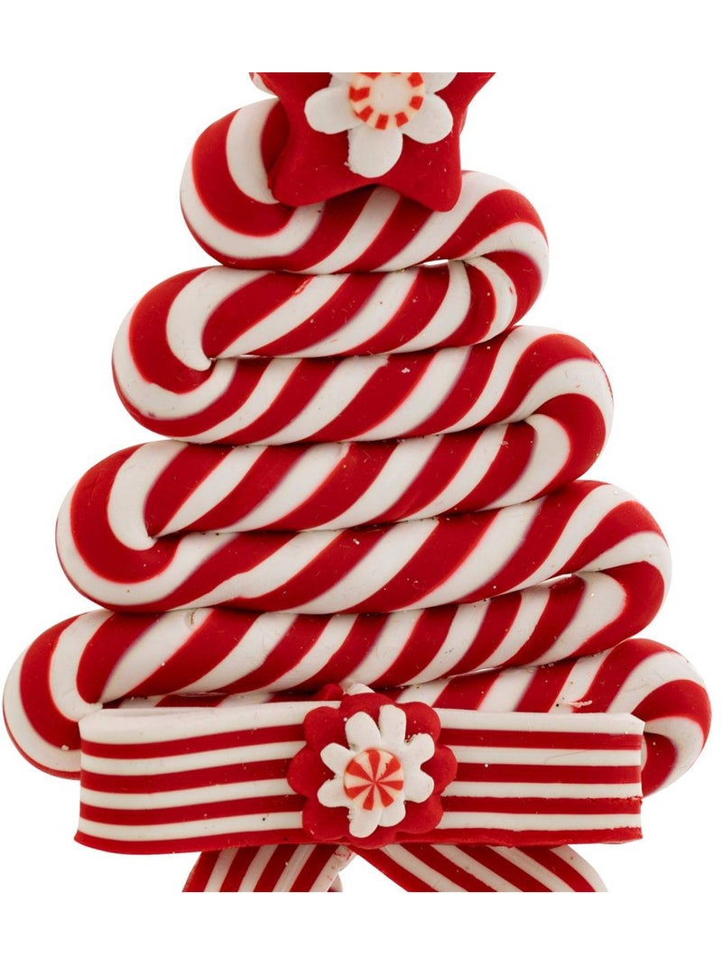 Sujet sapin bonbon résine h13 cm rouge et blanc Rouge - Kiabi