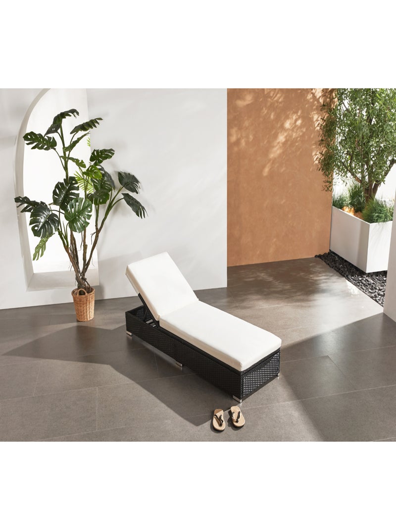 SUNNY Bain de soleil en résine tressée noir et matelas blanc Blanc - Kiabi