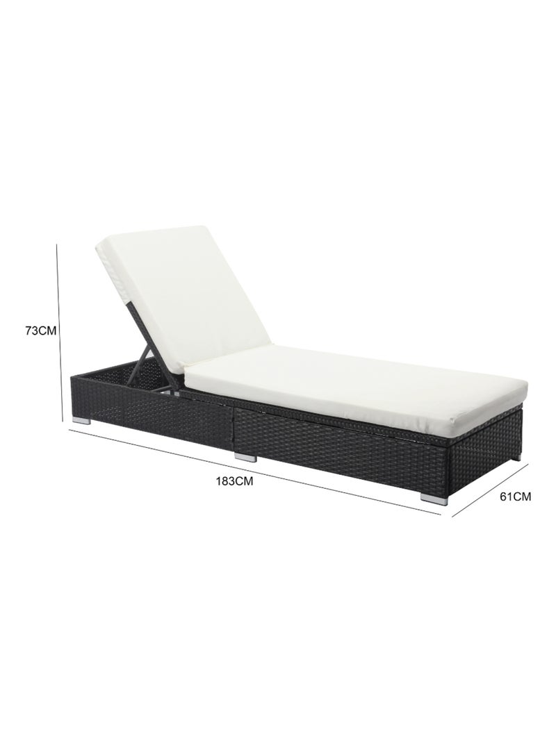 SUNNY Bain de soleil en résine tressée noir et matelas blanc Blanc - Kiabi