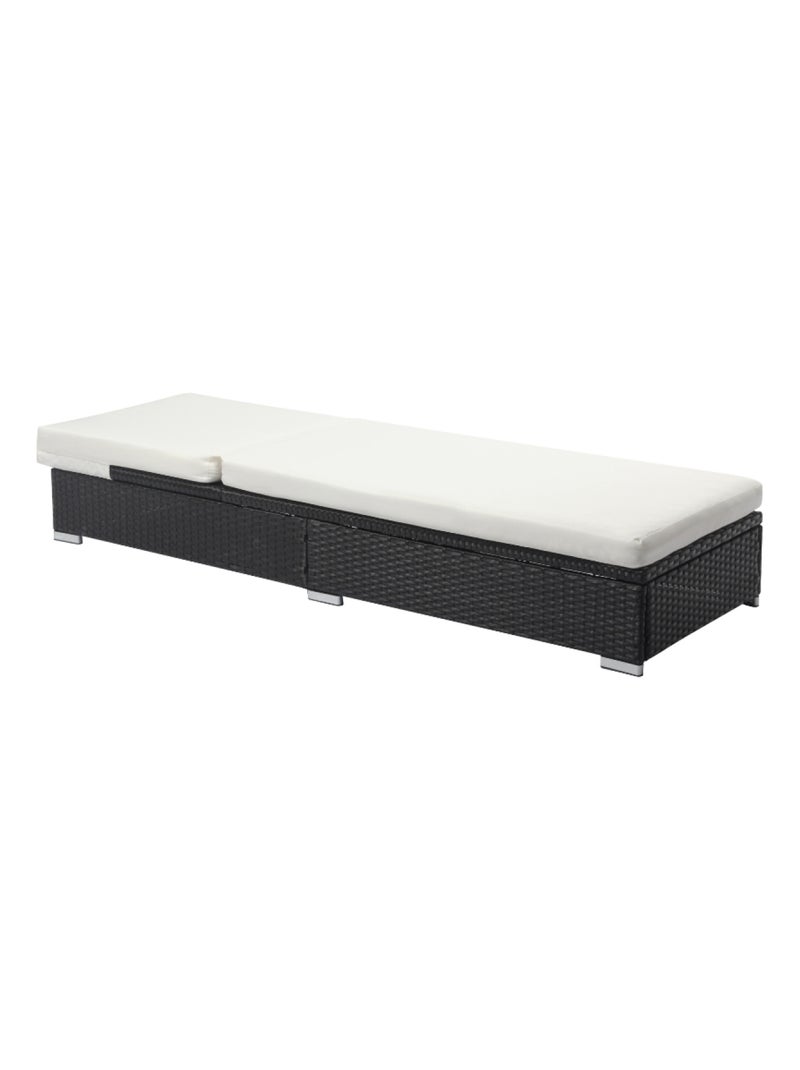 SUNNY Bain de soleil en résine tressée noir et matelas blanc Blanc - Kiabi