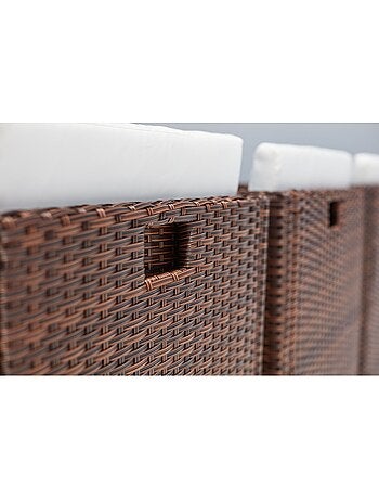 SUNSET Table et chaise 10 places encastrables alu résine gris-blanc