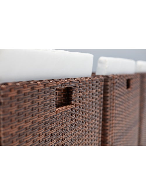 SUNSET Table et chaise 10 places encastrables alu résine marron-blanc - Kiabi