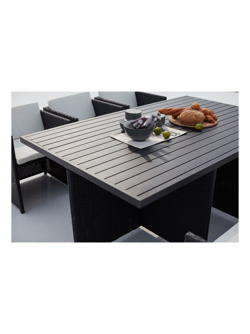 SUNSET Table et chaise 10 places encastrables alu résine noir-blanc Noir Blanc - Kiabi