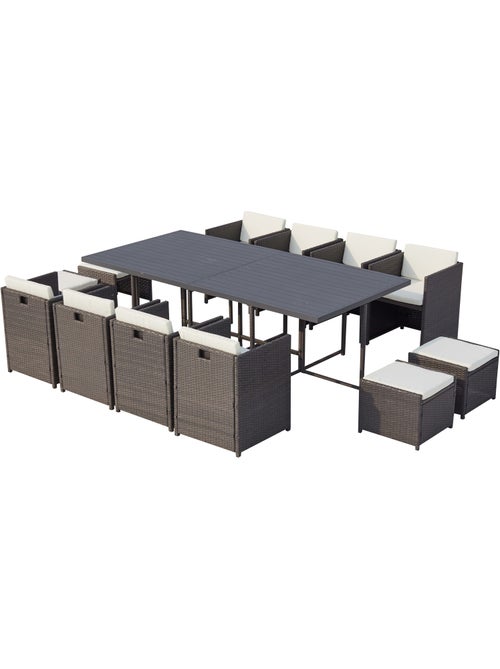 SUNSET Table et chaise 12 places encastrables alu résine gris-blanc - Kiabi SUNSET Table et chaise 12 places encastrables alu résine gris-blanc - Kiabi
