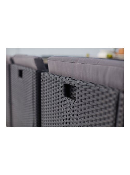 SUNSET Table et chaise 12 places encastrables alu résine noir-gris - Kiabi