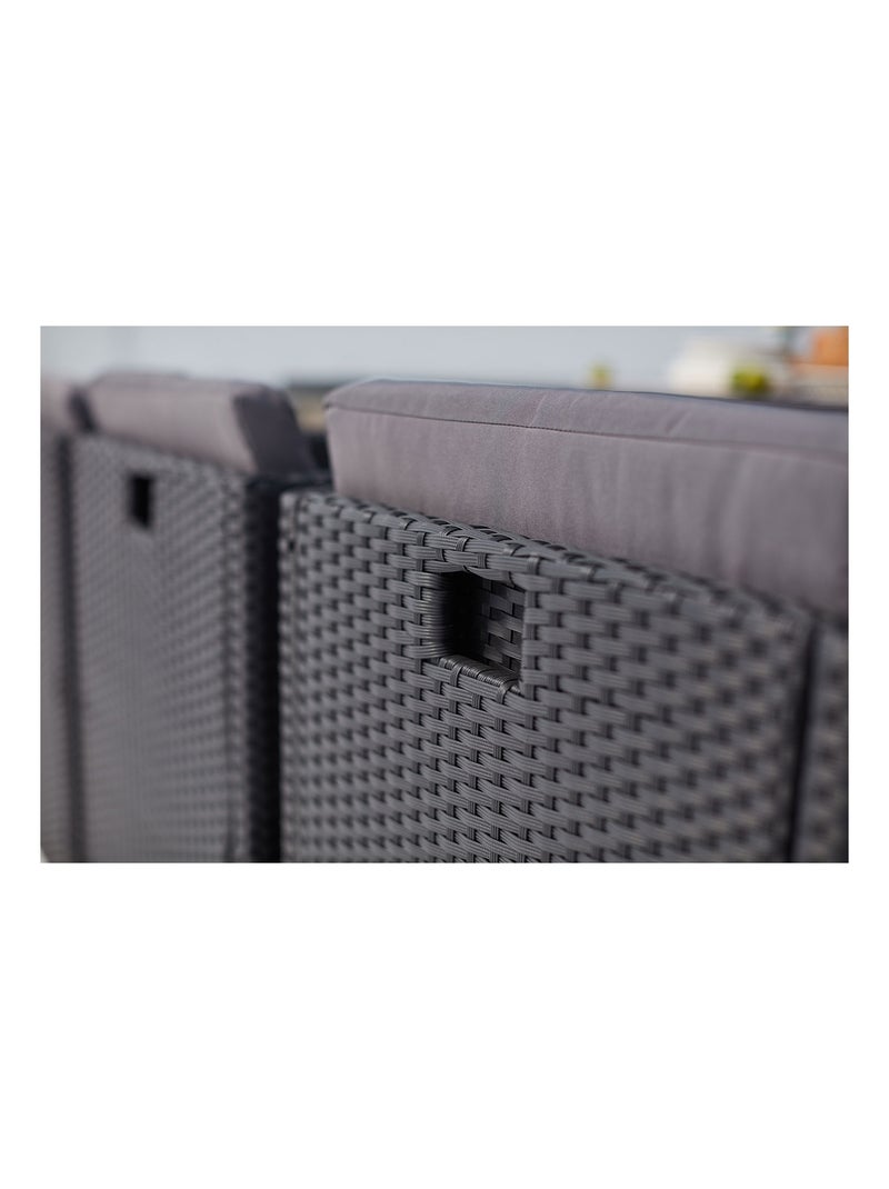 SUNSET Table et chaise 12 places encastrables alu résine noir-gris Gris Noir - Kiabi