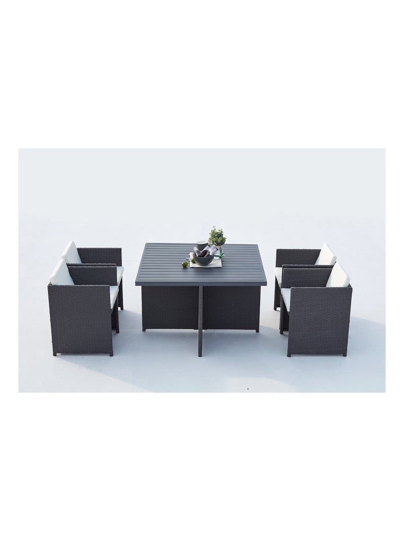 SUNSET Table et chaise 4 places encastrables alu résine gris-blanc Gris Blanc - Kiabi