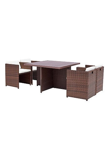 SUNSET Table et chaise 4 places encastrables alu résine noir-blanc