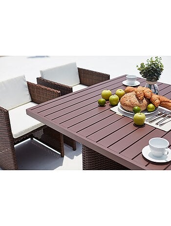 SUNSET Table et chaise 4 places encastrables alu résine noir-blanc