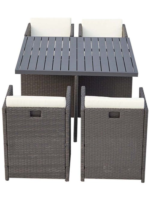 SUNSET Table et chaise 4 places encastrables alu résine noir-blanc - Kiabi SUNSET Table et chaise 4 places encastrables alu résine noir-blanc - Kiabi