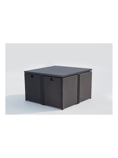SUNSET Table et chaise 4 places encastrables alu résine noir-blanc - Kiabi SUNSET Table et chaise 4 places encastrables alu résine noir-blanc - Kiabi
