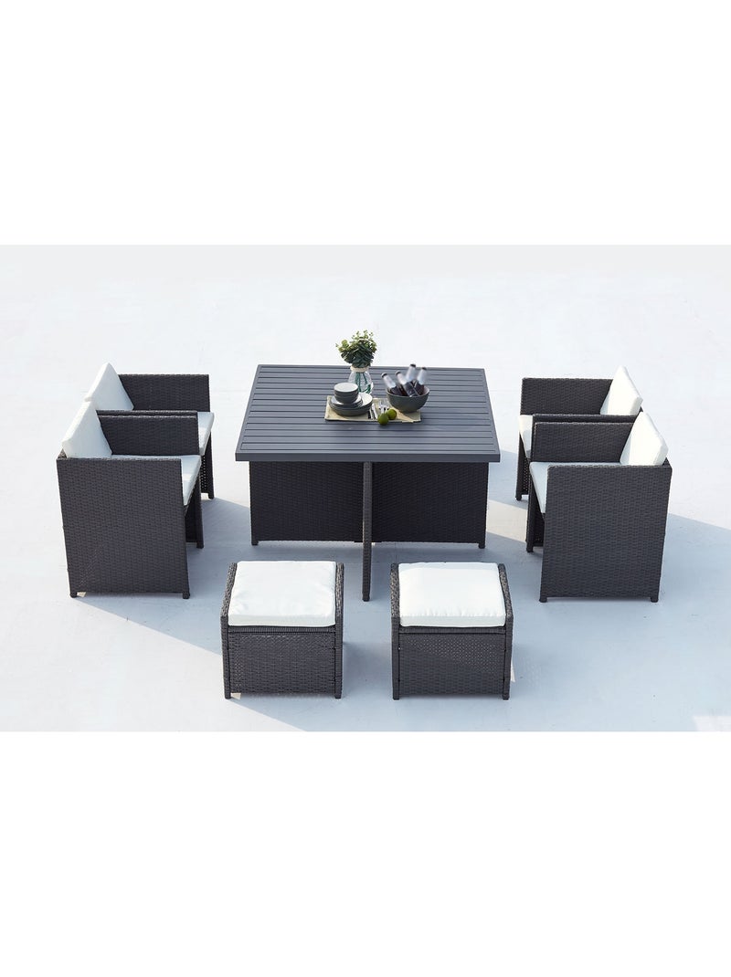 SUNSET Table et chaise 8 places encastrables alu résine gris-blanc Gris Blanc - Kiabi