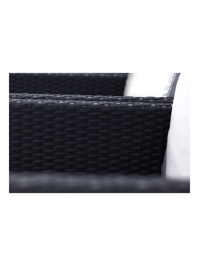 SUNSET Table et chaise 8 places encastrables alu résine noir-blanc Noir Blanc - Kiabi