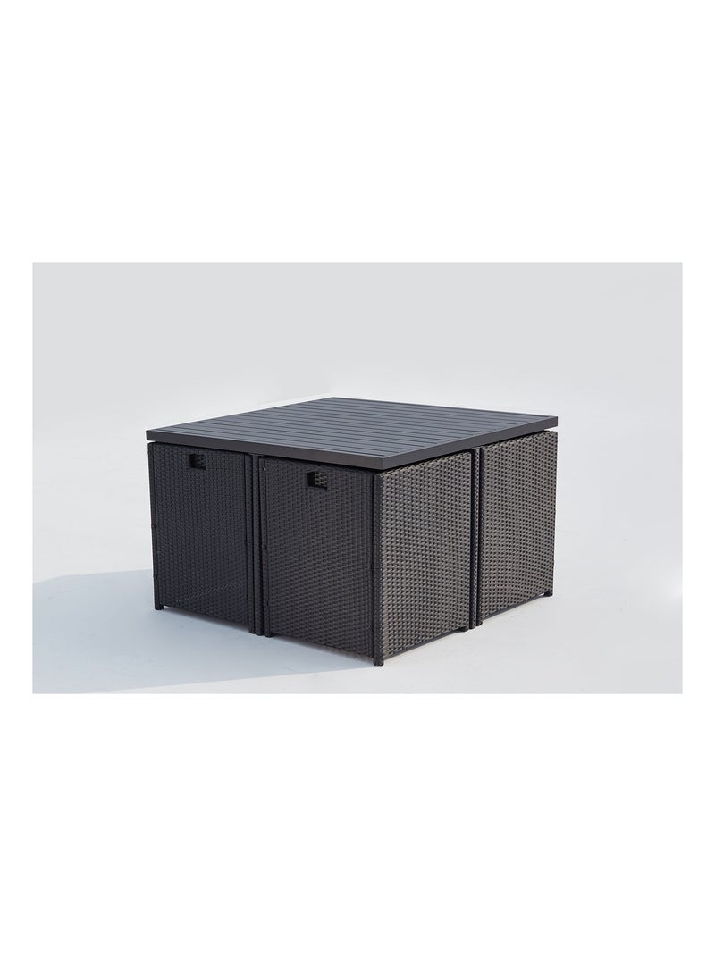 SUNSET Table et chaise 8 places encastrables alu résine noir-blanc Noir Blanc - Kiabi