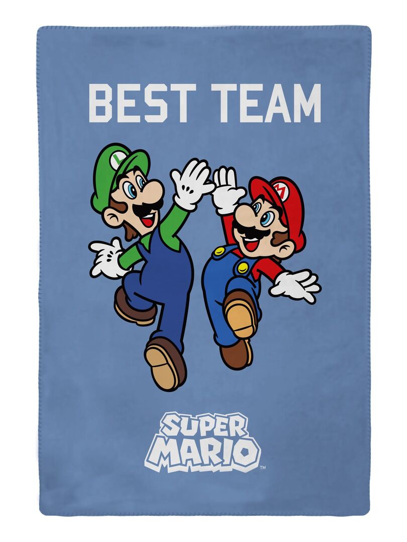 SUPER MARIO - Plaid Mario & Luigi 110x130 cm - 100% Polyester - Bleu - Bleu  - Kiabi - 21.90€