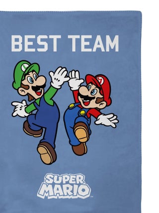 SUPER MARIO - Plaid Mario & Luigi 110x130 cm - 100% Polyester - Bleu